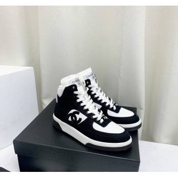 Chanel Cotton Suede High-Top Sneakers G45353 Black/White 2024 (KL-240224074)