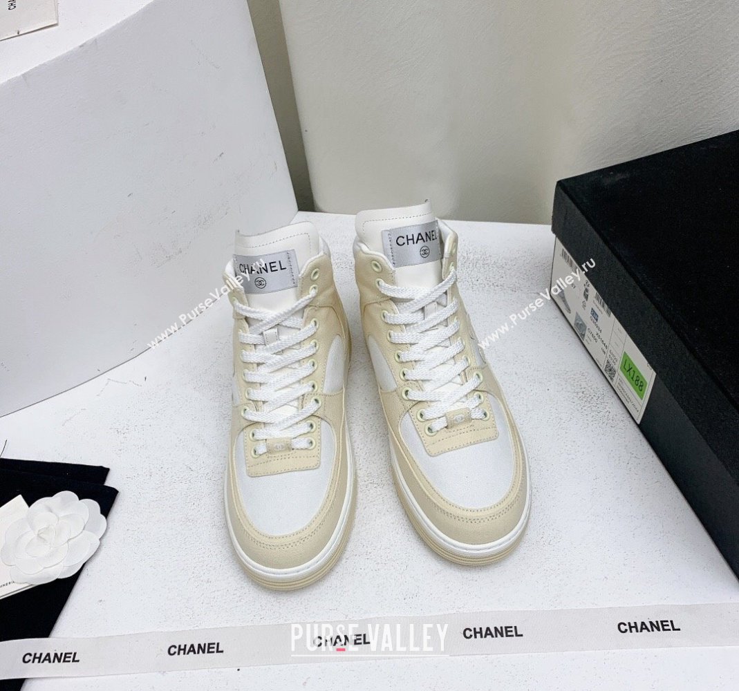 Chanel Cotton High-Top Sneakers G45353 light Beige 2024 (KL-240224075)