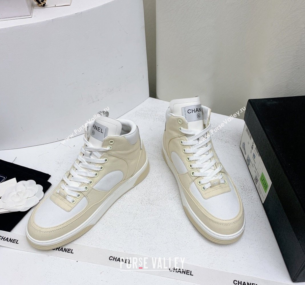 Chanel Cotton High-Top Sneakers G45353 light Beige 2024 (KL-240224075)