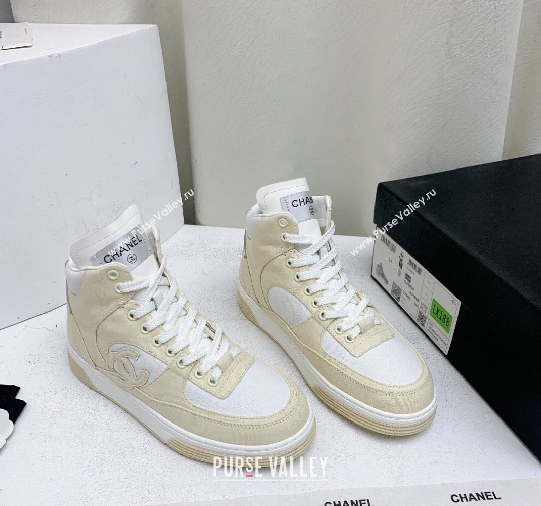 Chanel Cotton High-Top Sneakers G45353 light Beige 2024 (KL-240224075)