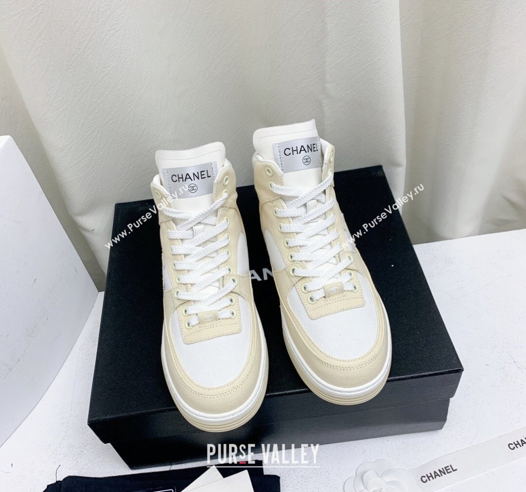 Chanel Cotton High-Top Sneakers G45353 light Beige 2024 (KL-240224075)