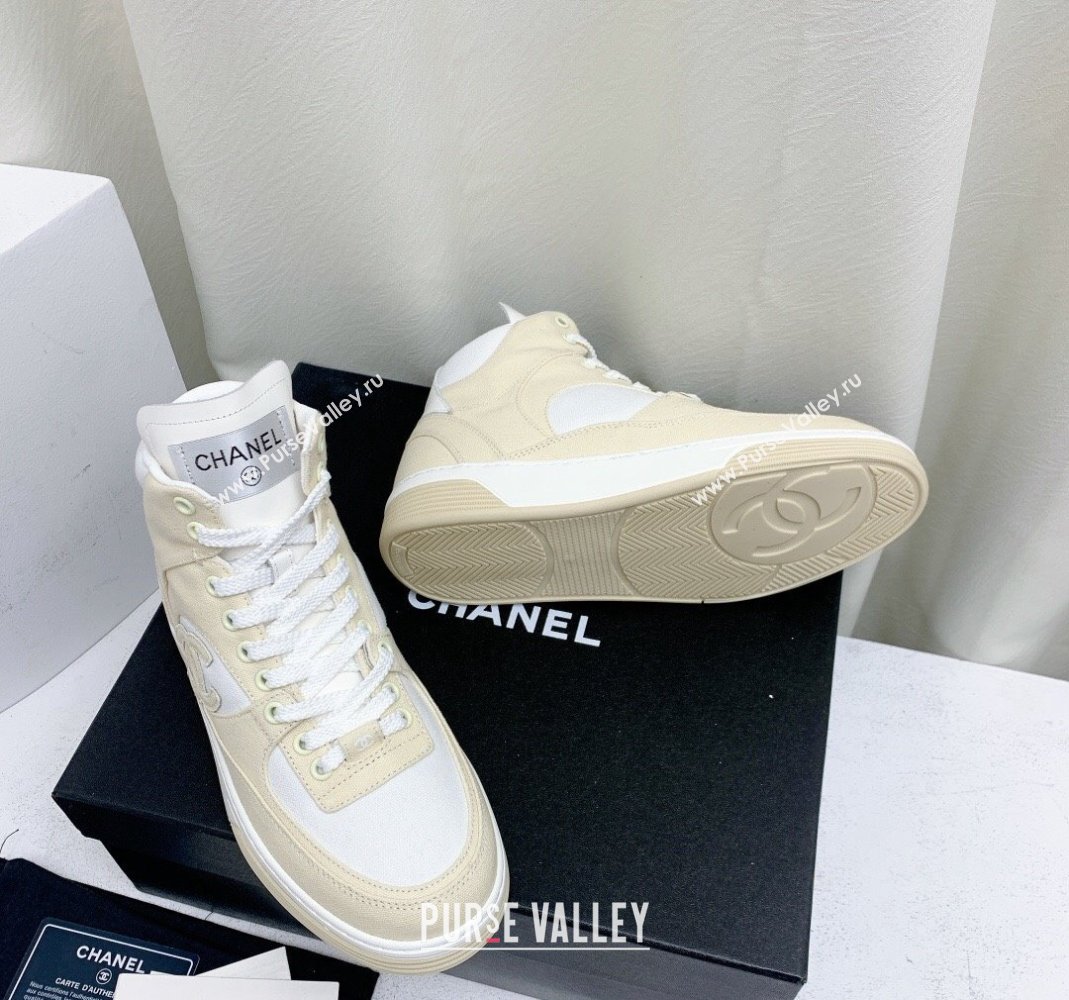 Chanel Cotton High-Top Sneakers G45353 light Beige 2024 (KL-240224075)