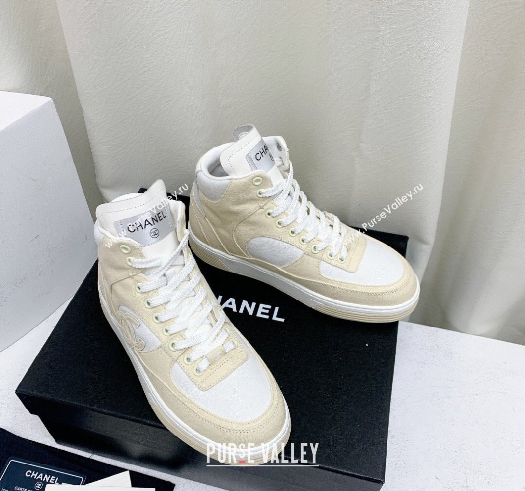 Chanel Cotton High-Top Sneakers G45353 light Beige 2024 (KL-240224075)