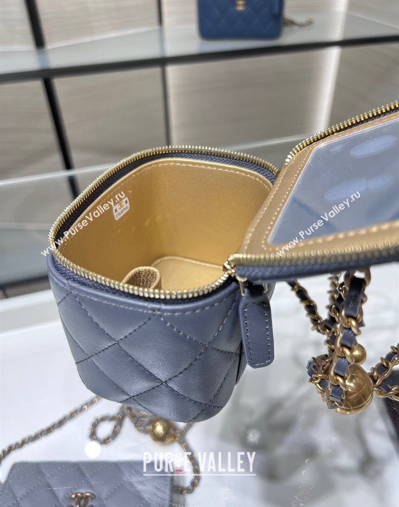 Chanel Lambskin Clutch with Chain and Gold-Tone Ball AP1447 Dark Grey 2024 (yezi-240311011)
