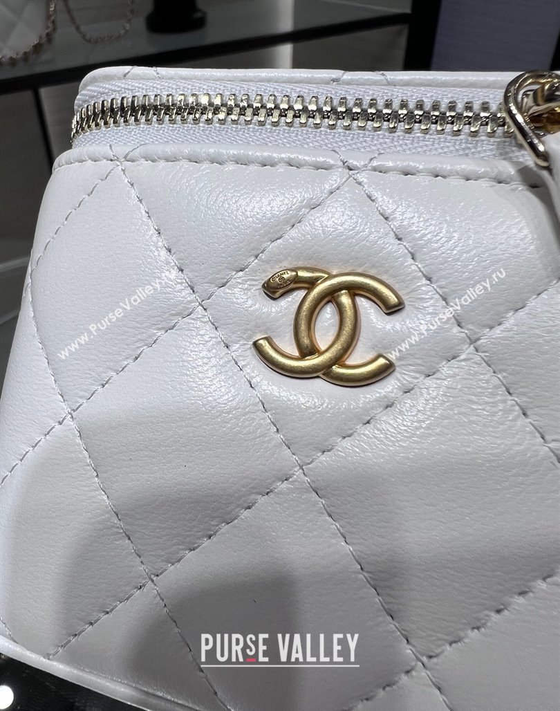 Chanel Lambskin Clutch with Chain and Gold-Tone Ball AP1447 White 2024 (yezi-240311012)