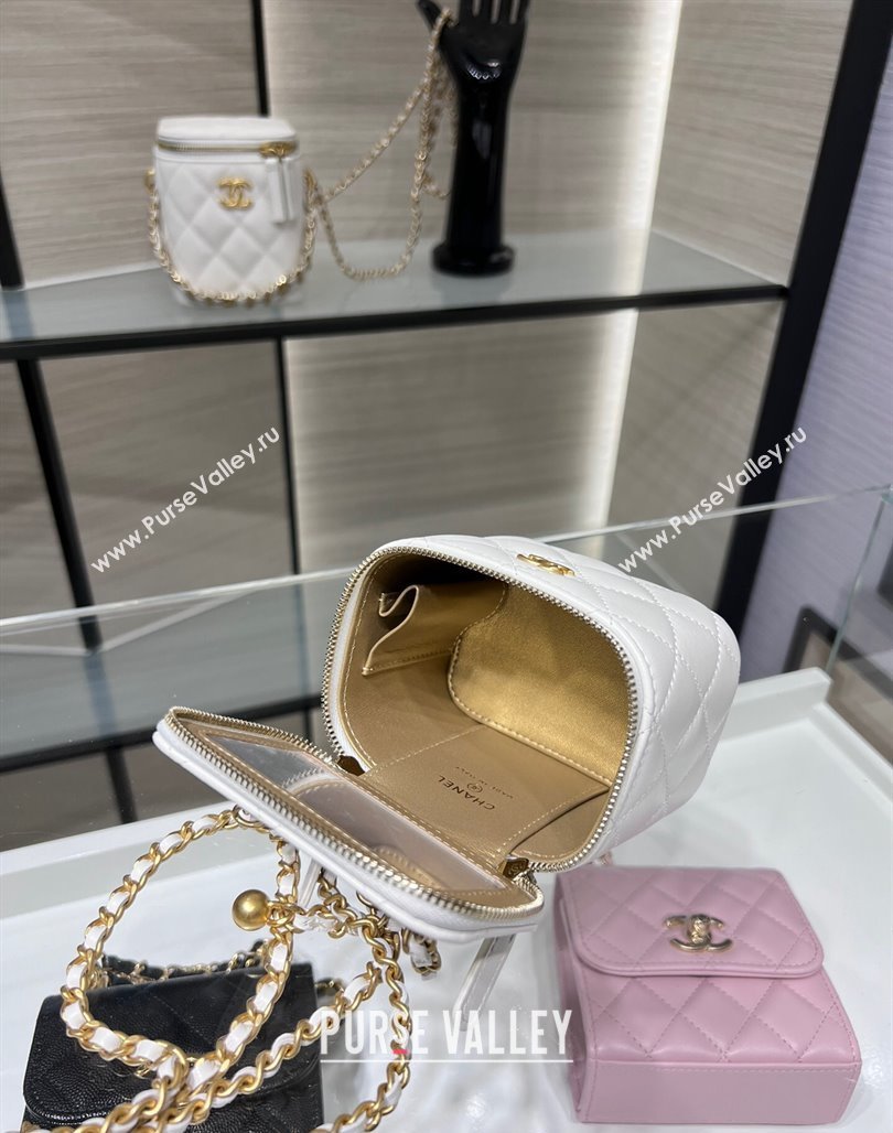 Chanel Lambskin Clutch with Chain and Gold-Tone Ball AP1447 White 2024 (yezi-240311012)