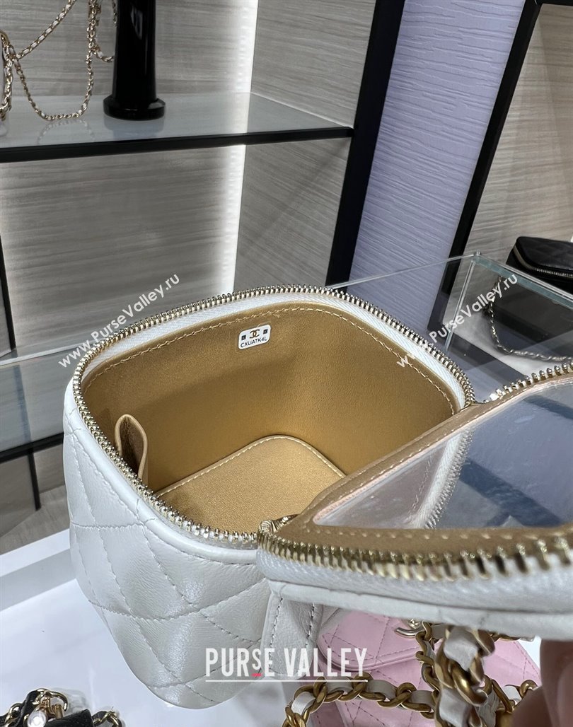 Chanel Lambskin Clutch with Chain and Gold-Tone Ball AP1447 White 2024 (yezi-240311012)