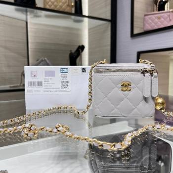 Chanel Lambskin Clutch with Chain and Gold-Tone Ball AP1447 Light Grey 2024 (yezi-240311013)