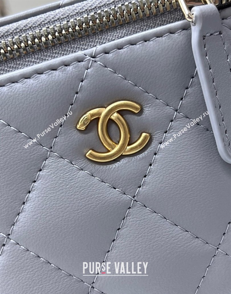 Chanel Lambskin Clutch with Chain and Gold-Tone Ball AP1447 Light Grey 2024 (yezi-240311013)