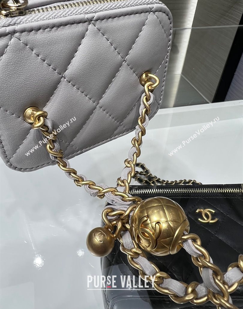Chanel Lambskin Clutch with Chain and Gold-Tone Ball AP1447 Light Grey 2024 (yezi-240311013)