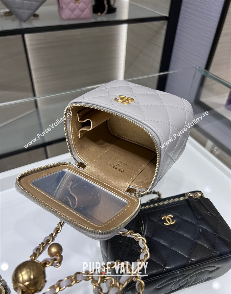 Chanel Lambskin Clutch with Chain and Gold-Tone Ball AP1447 Light Grey 2024 (yezi-240311013)