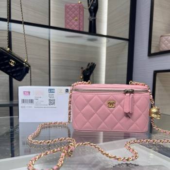 Chanel Lambskin Clutch with Chain and Gold-Tone Ball AP2303 Light Pink 2024 (yezi-240311002)
