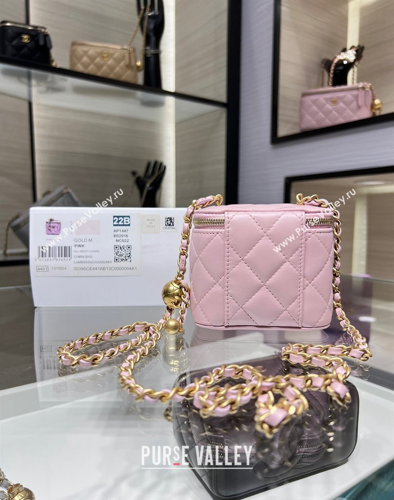 Chanel Lambskin Clutch with Chain and Gold-Tone Ball AP1447 Pale Pink 2024 (yezi-240311014)