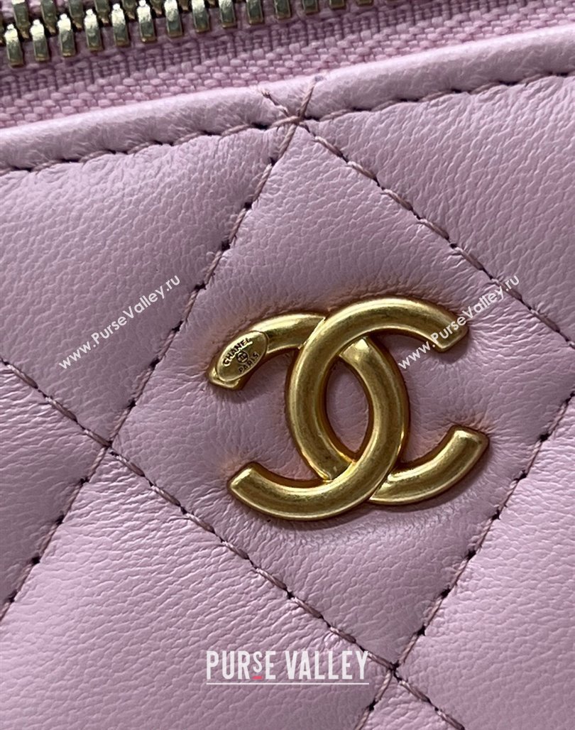 Chanel Lambskin Clutch with Chain and Gold-Tone Ball AP1447 Pale Pink 2024 (yezi-240311014)