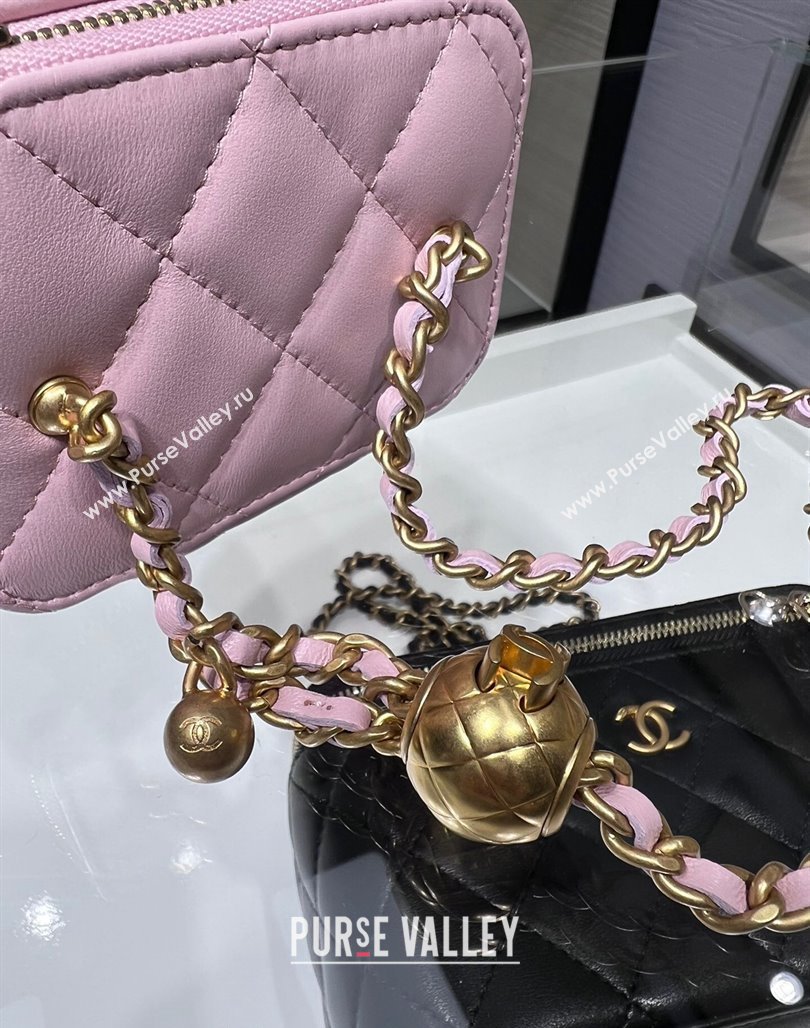 Chanel Lambskin Clutch with Chain and Gold-Tone Ball AP1447 Pale Pink 2024 (yezi-240311014)