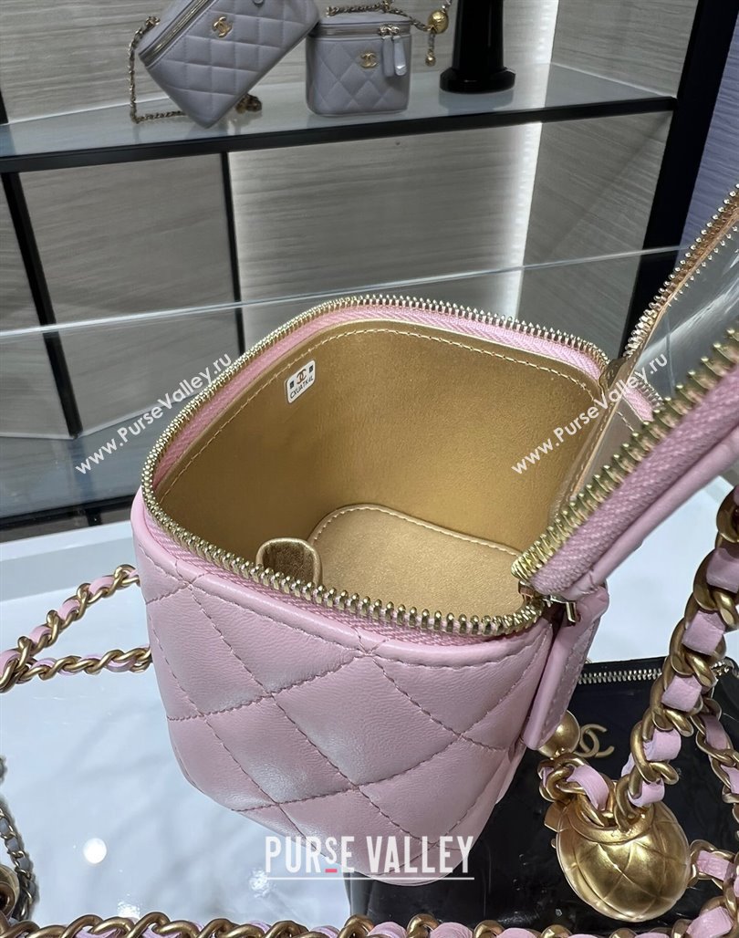 Chanel Lambskin Clutch with Chain and Gold-Tone Ball AP1447 Pale Pink 2024 (yezi-240311014)