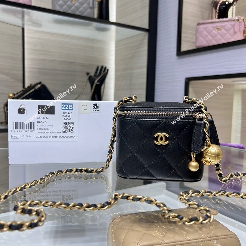 Chanel Lambskin Clutch with Chain and Gold-Tone Ball AP1447 Black 2024 (yezi-240311015)