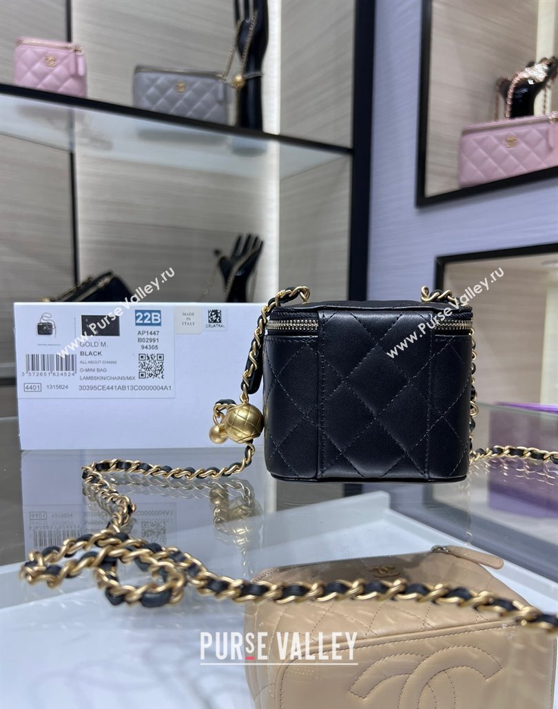 Chanel Lambskin Clutch with Chain and Gold-Tone Ball AP1447 Black 2024 (yezi-240311015)