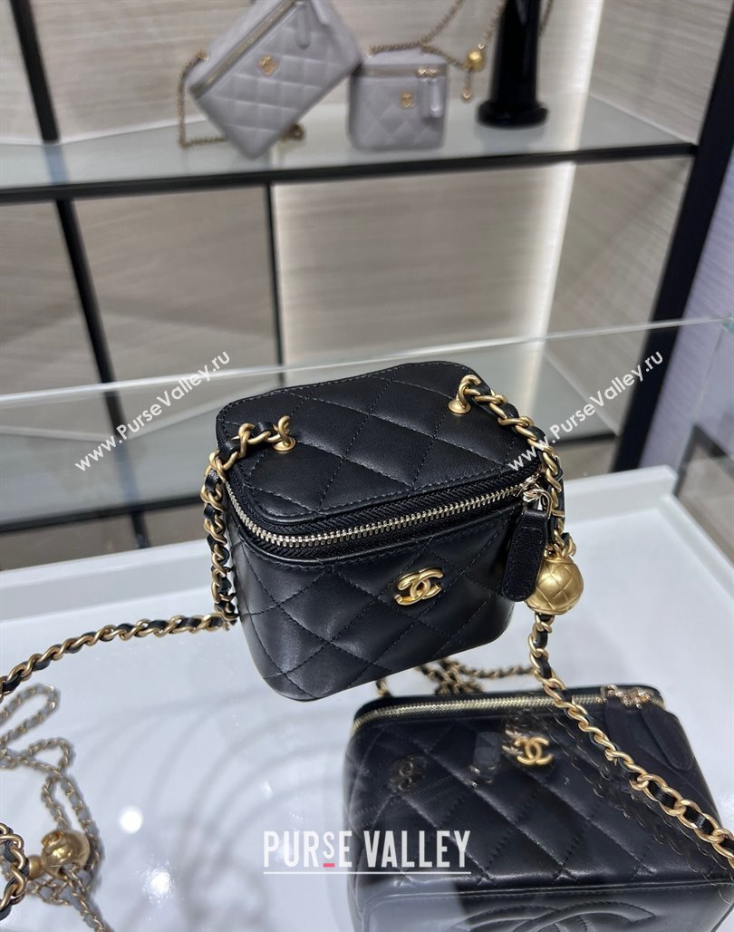Chanel Lambskin Clutch with Chain and Gold-Tone Ball AP1447 Black 2024 (yezi-240311015)