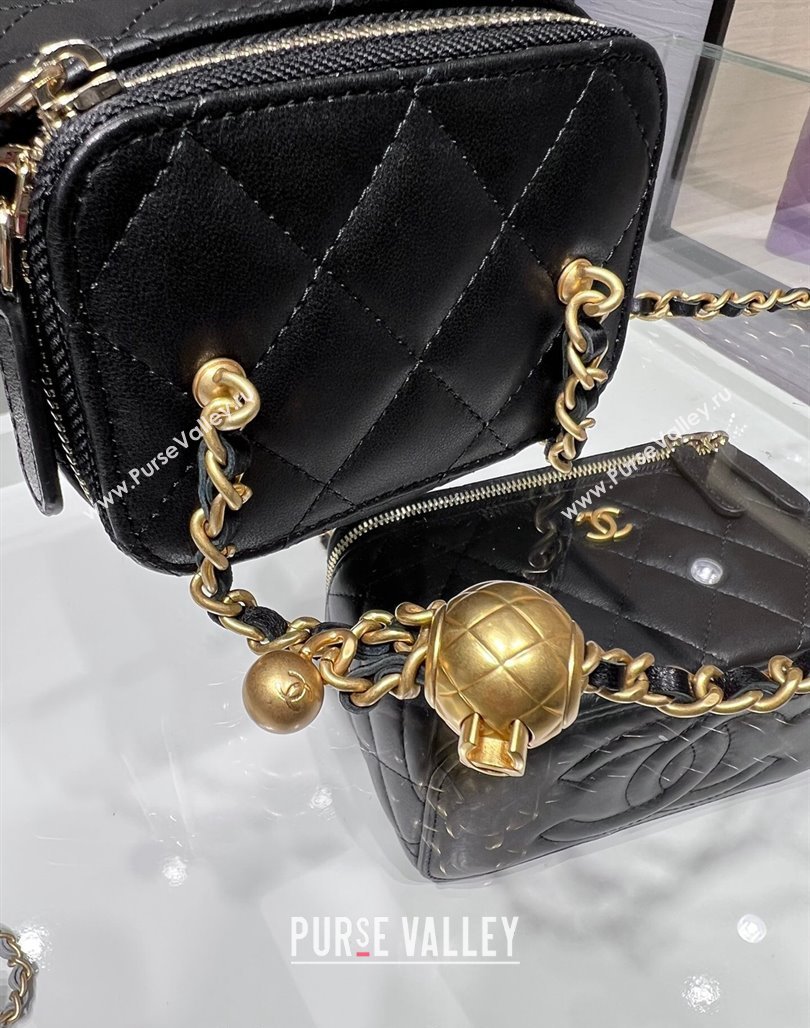 Chanel Lambskin Clutch with Chain and Gold-Tone Ball AP1447 Black 2024 (yezi-240311015)