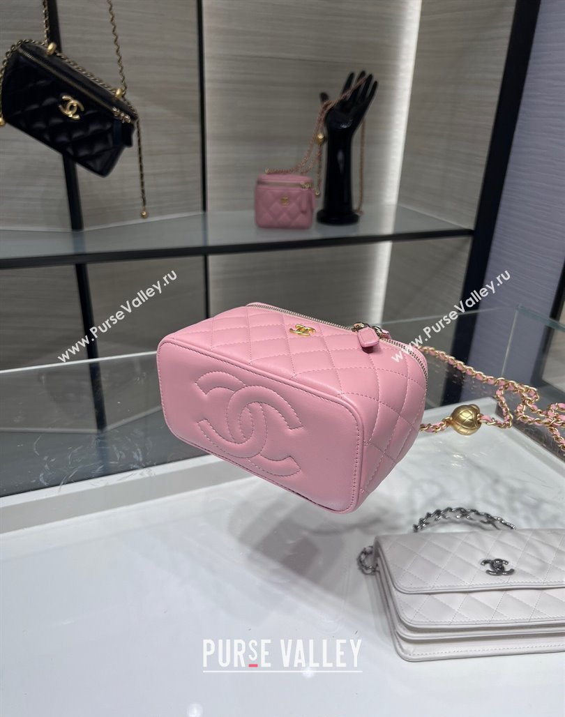 Chanel Lambskin Clutch with Chain and Gold-Tone Ball AP2303 Light Pink 2024 (yezi-240311002)