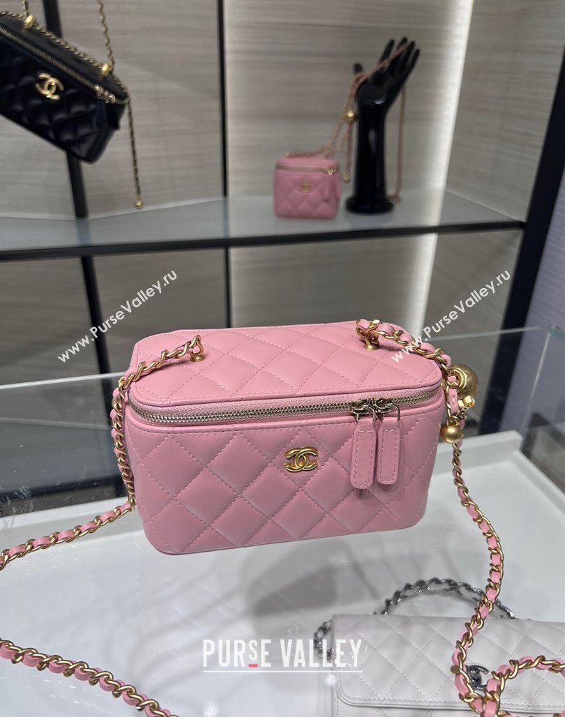 Chanel Lambskin Clutch with Chain and Gold-Tone Ball AP2303 Light Pink 2024 (yezi-240311002)