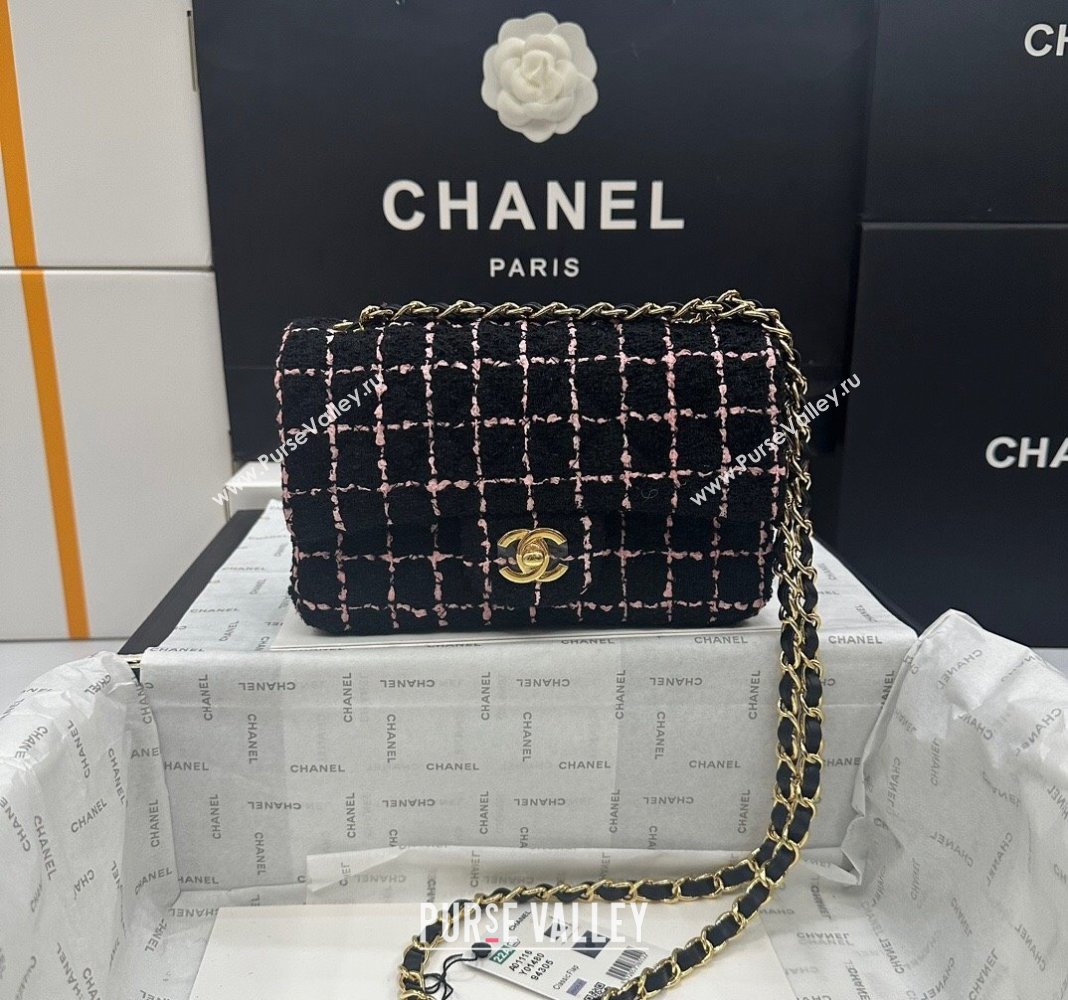 Chanel Classic Tweed Mini Flap Bag A69900 Black/Pink 2024 0311 (yezi-240311017)