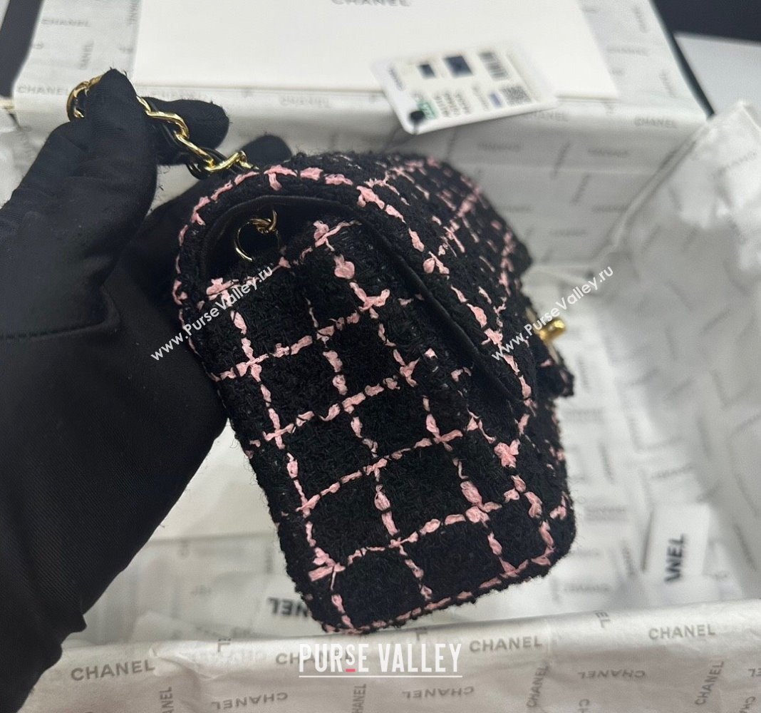 Chanel Classic Tweed Mini Flap Bag A69900 Black/Pink 2024 0311 (yezi-240311017)