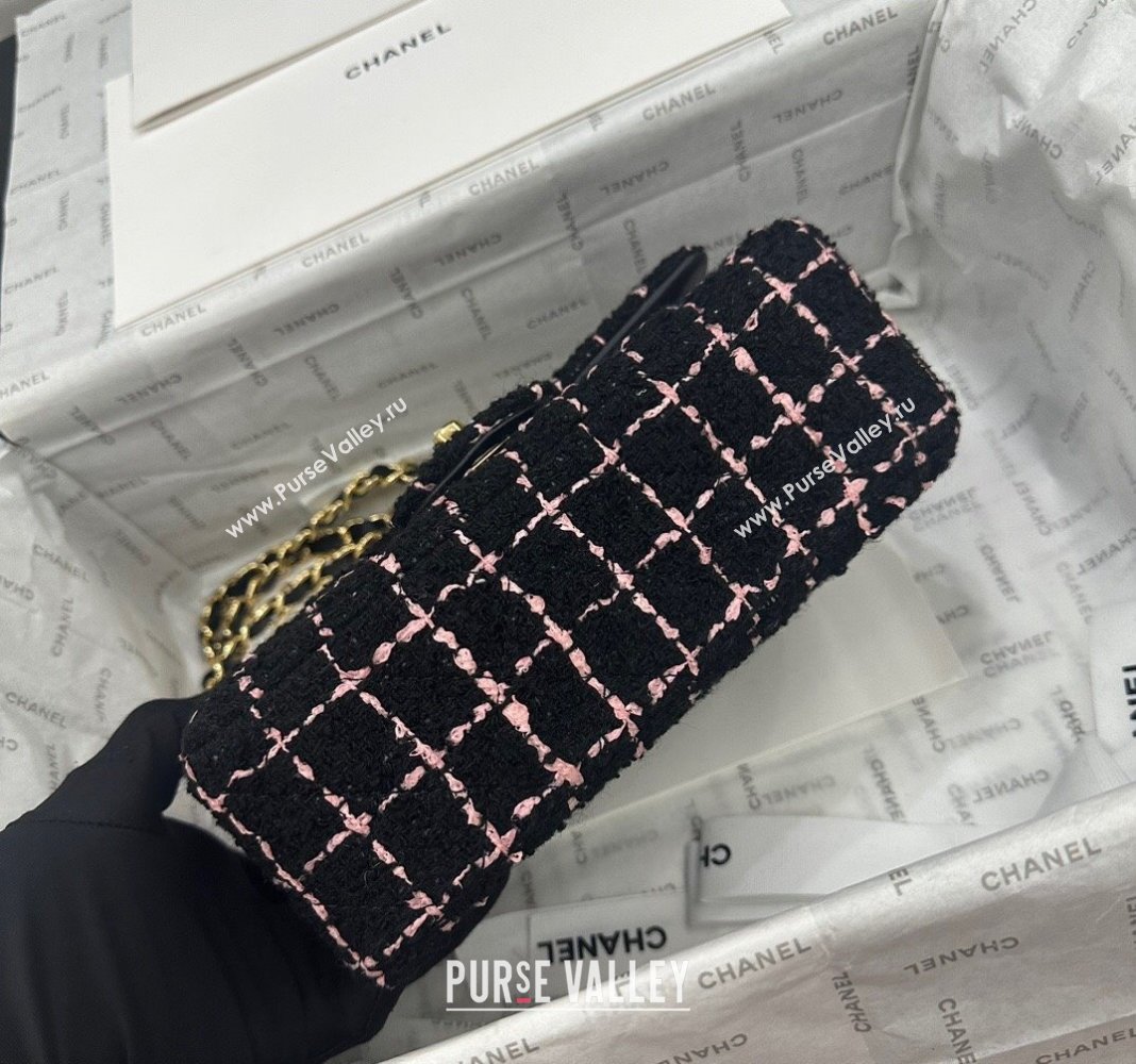 Chanel Classic Tweed Mini Flap Bag A69900 Black/Pink 2024 0311 (yezi-240311017)