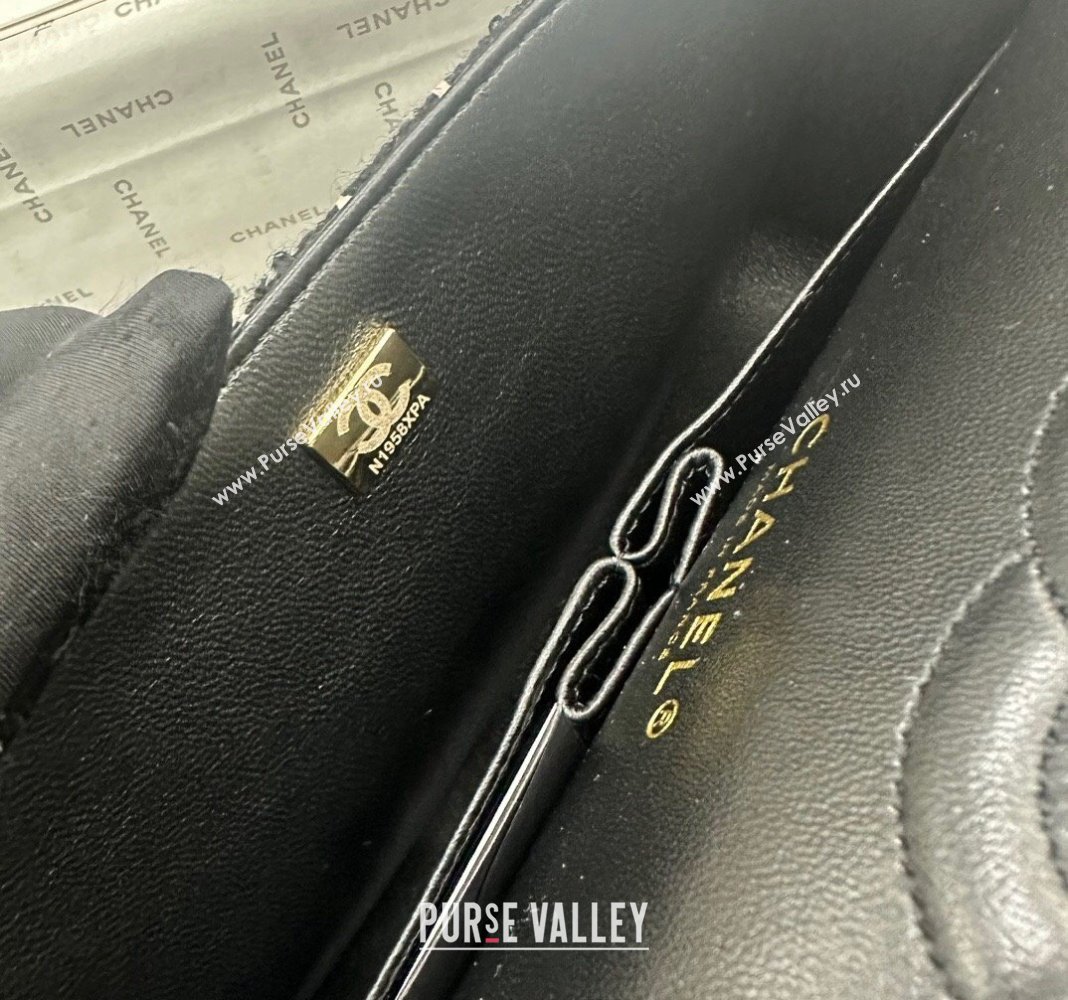 Chanel Classic Tweed Medium Flap Bag A01112 Black/Pink 2024 0311 (yezi-240311018)