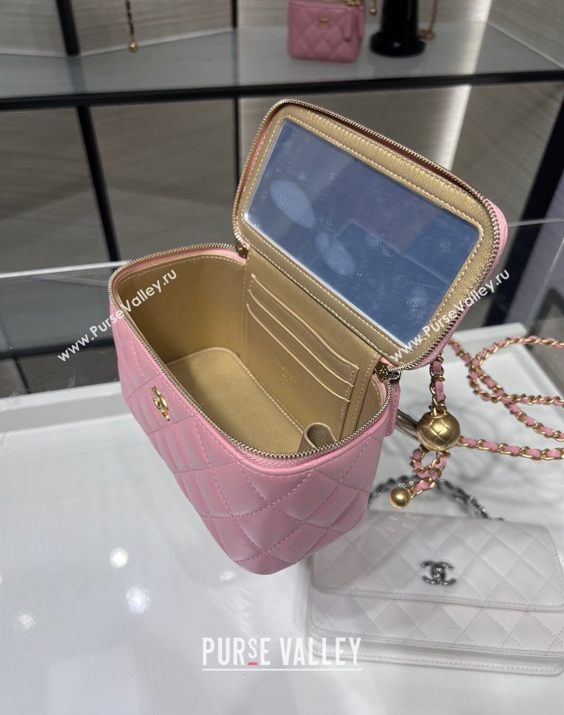 Chanel Lambskin Clutch with Chain and Gold-Tone Ball AP2303 Light Pink 2024 (yezi-240311002)