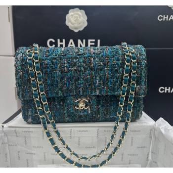 Chanel Classic Tweed Medium Flap Bag A01112 Green 2024 0311 (yezi-240311020)