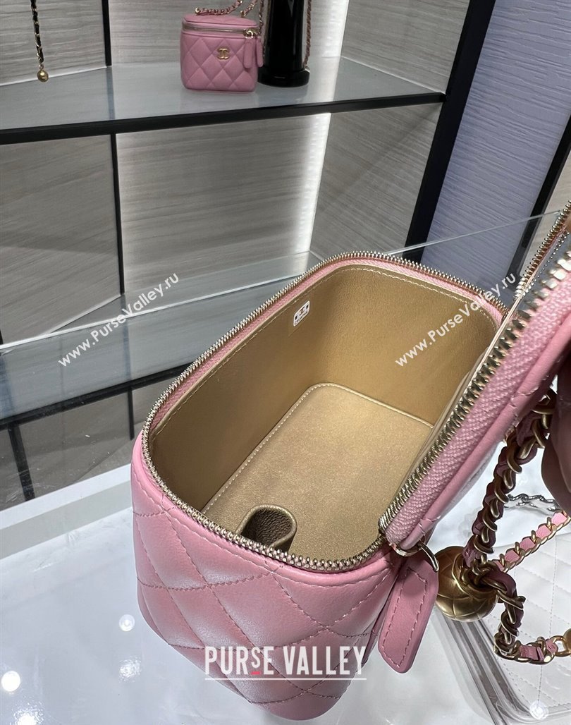 Chanel Lambskin Clutch with Chain and Gold-Tone Ball AP2303 Light Pink 2024 (yezi-240311002)