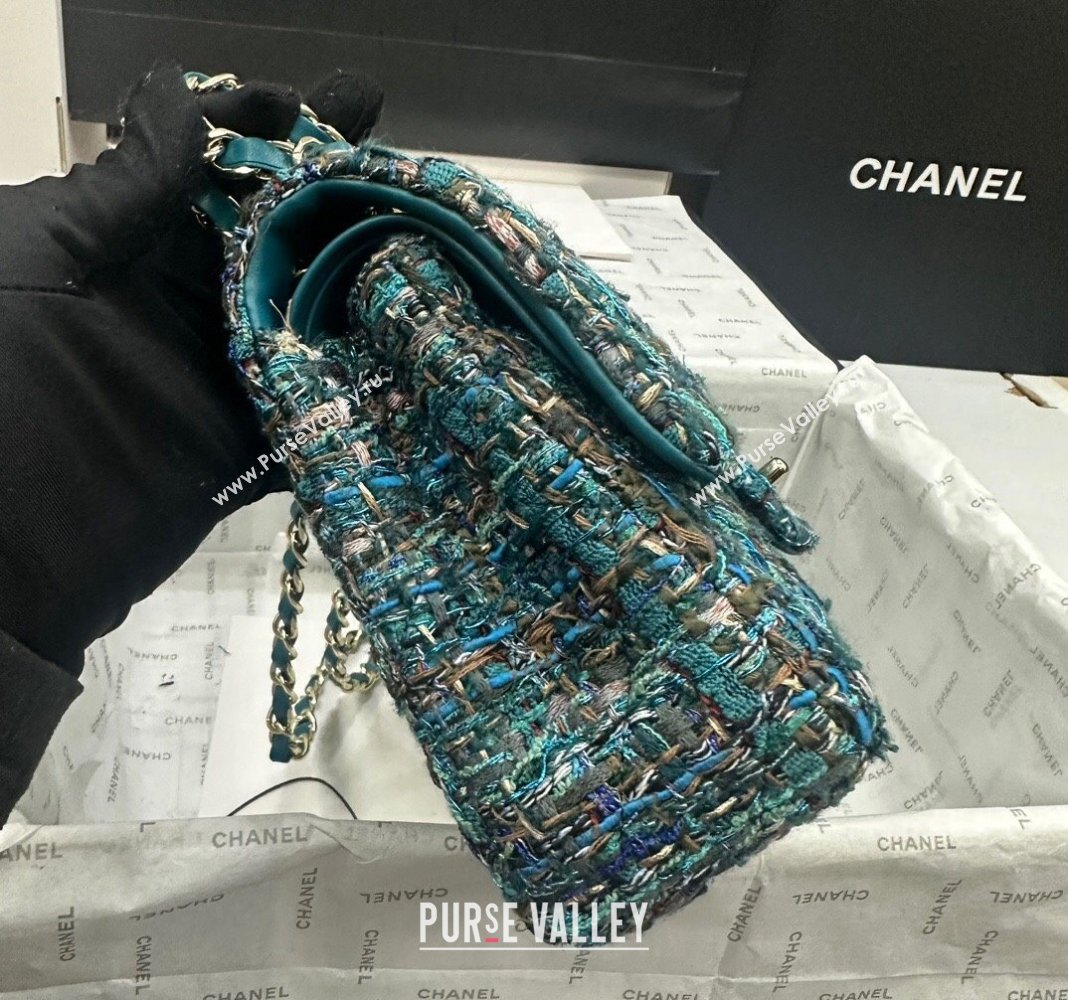 Chanel Classic Tweed Medium Flap Bag A01112 Green 2024 0311 (yezi-240311020)