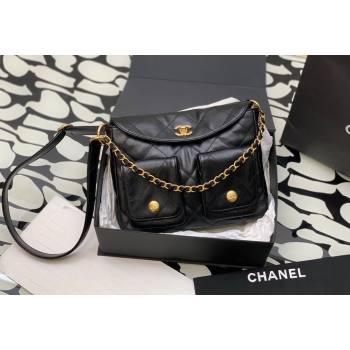 Chanel Quilted Lambskin Large Hobo Bag Black 2024 99335 (yezi-240311001)