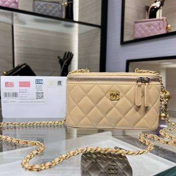 Chanel Lambskin Clutch with Chain and Gold-Tone Ball AP2303 Beige 2024 (yezi-240311003)