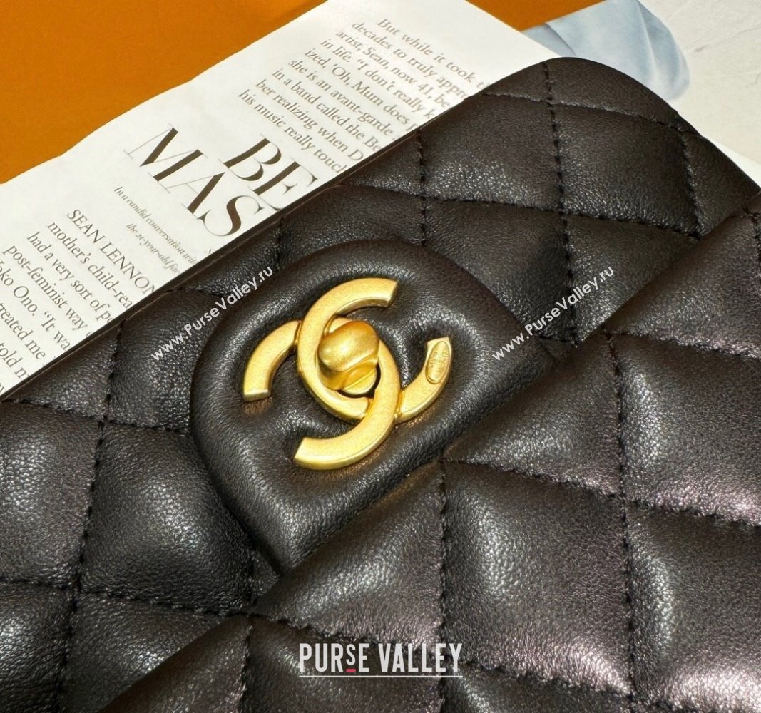 Chanel Shiny Lambskin Mini Flap Bag with Chain and Pearls AS4385 Black 2024 (yezi-240311022)