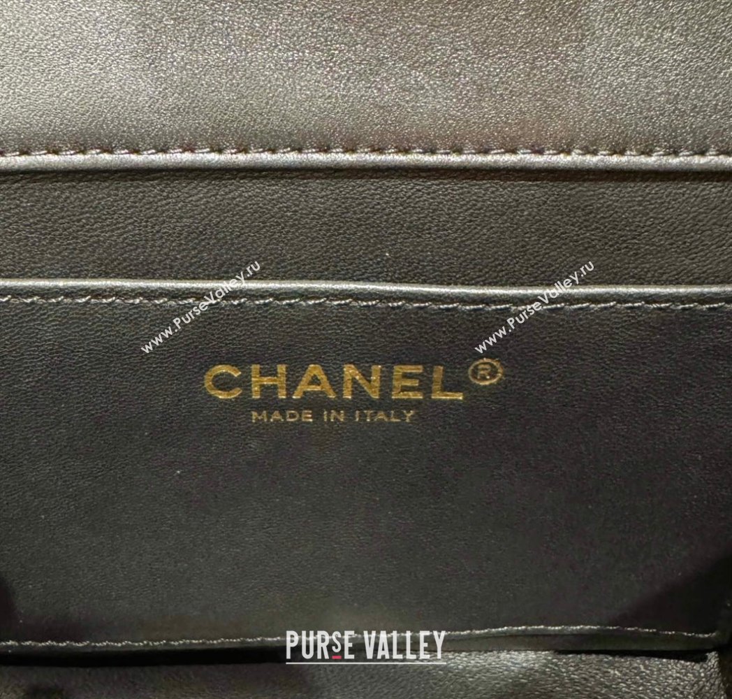 Chanel Shiny Lambskin Mini Flap Bag with Chain and Pearls AS4385 Black 2024 (yezi-240311022)