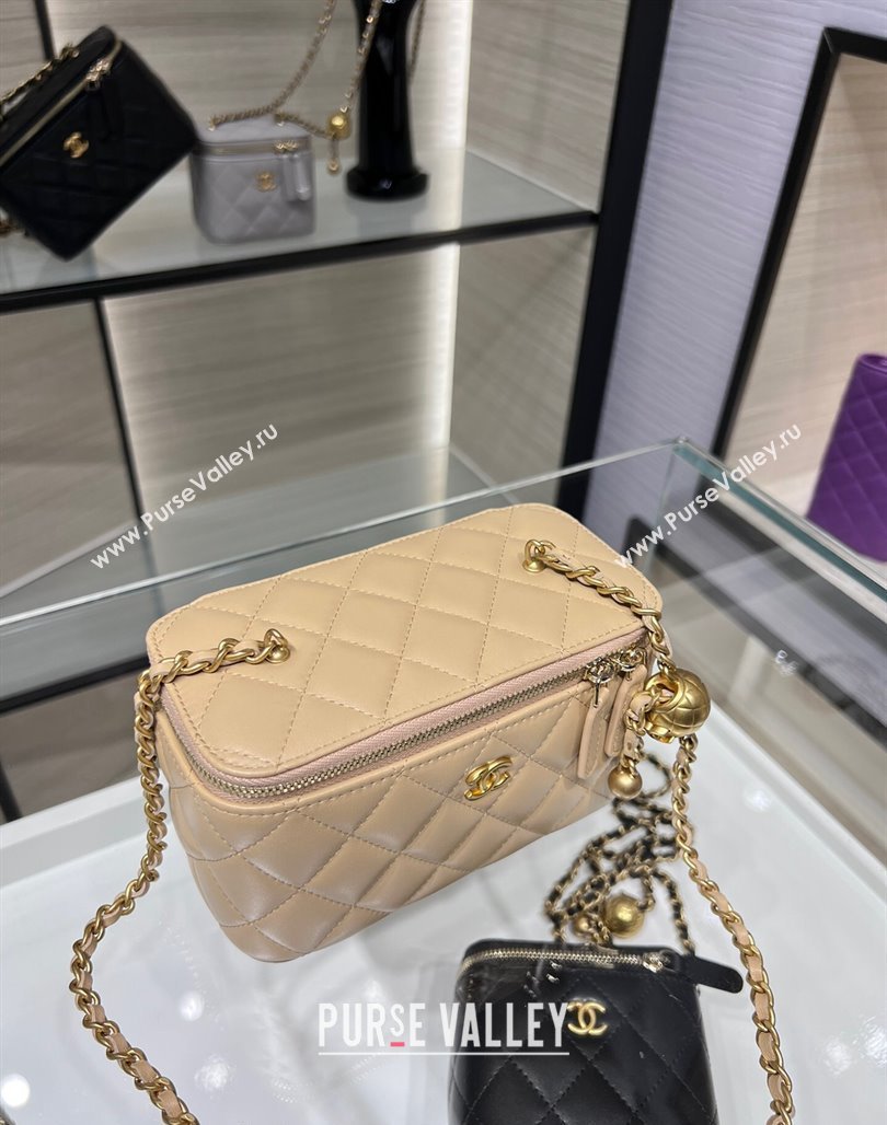 Chanel Lambskin Clutch with Chain and Gold-Tone Ball AP2303 Beige 2024 (yezi-240311003)
