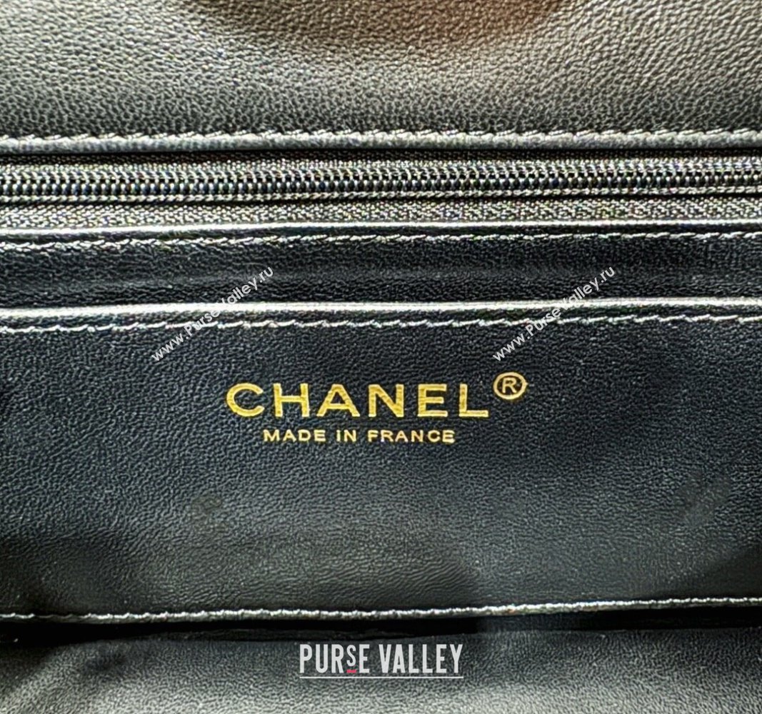 Chanel Shiny Lambskin Small Flap Bag with Chain and Pearls AS4384 Black 2024 (yezi-240311024)