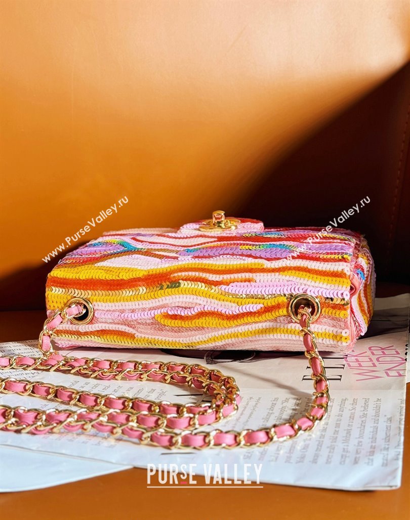 Chanel Sequins Mini Flap Bag A69900 Yellow/Purple/Pink 2024 (yezi-240311026)