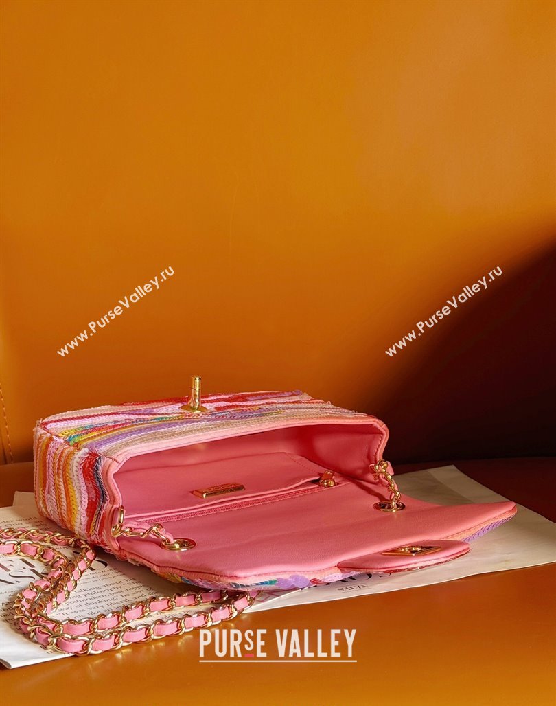 Chanel Sequins Mini Flap Bag A69900 Yellow/Purple/Pink 2024 (yezi-240311026)