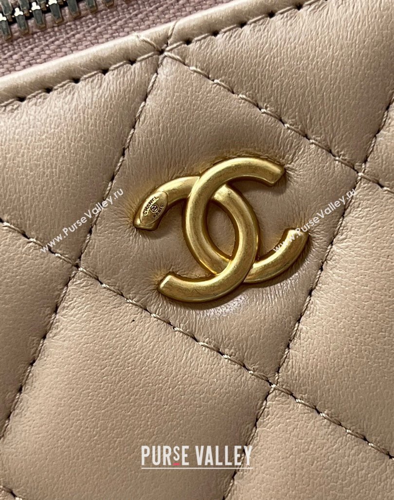 Chanel Lambskin Clutch with Chain and Gold-Tone Ball AP2303 Beige 2024 (yezi-240311003)