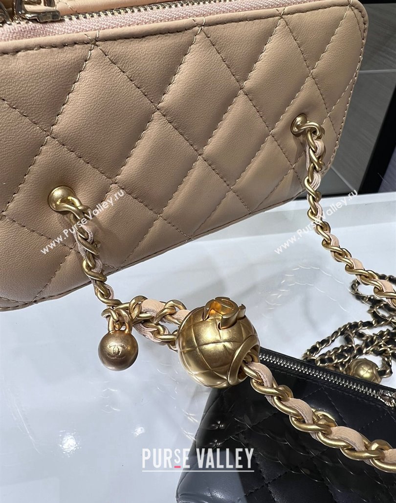 Chanel Lambskin Clutch with Chain and Gold-Tone Ball AP2303 Beige 2024 (yezi-240311003)