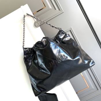 Chanel Shiny Calfskin 22 East West Shopping Bag AS4486 Black2/Silver 2024 (yezi-240311029)