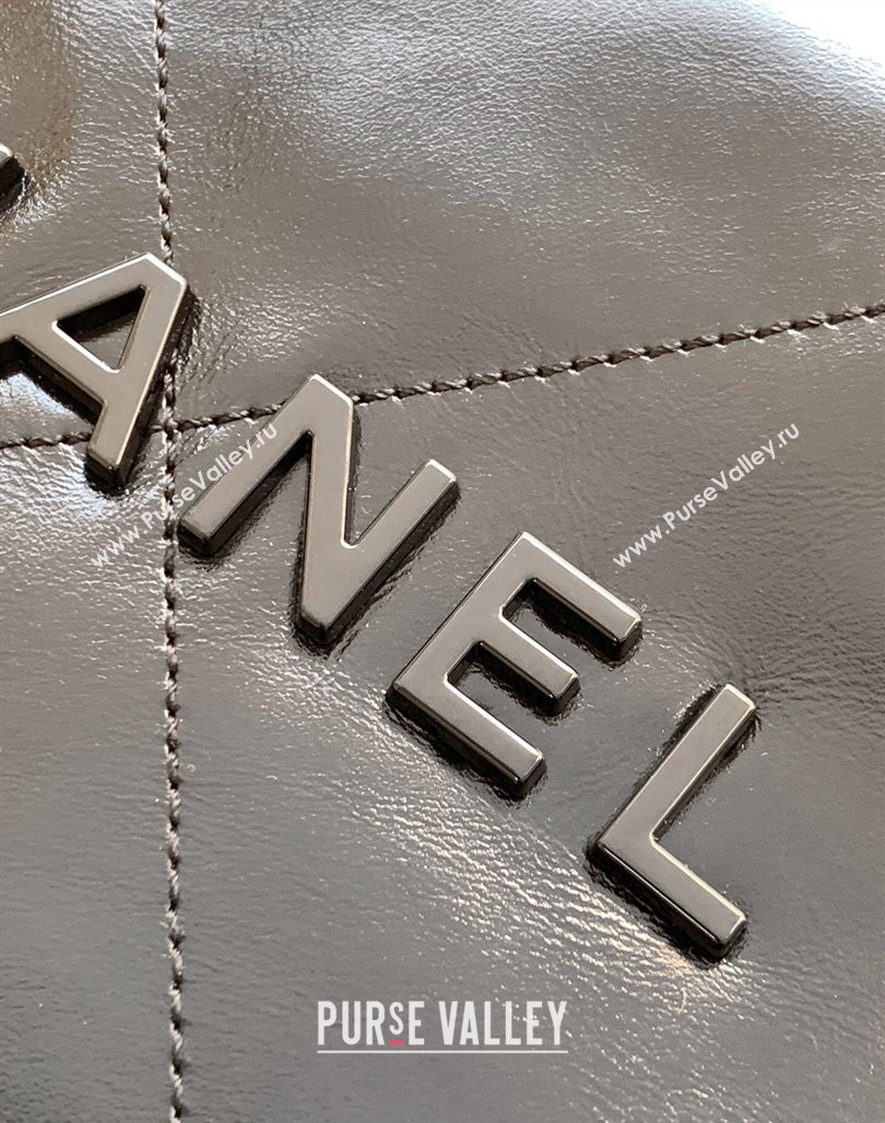 Chanel Shiny Calfskin 22 East West Shopping Bag AS4486 Black2/Silver 2024 (yezi-240311029)