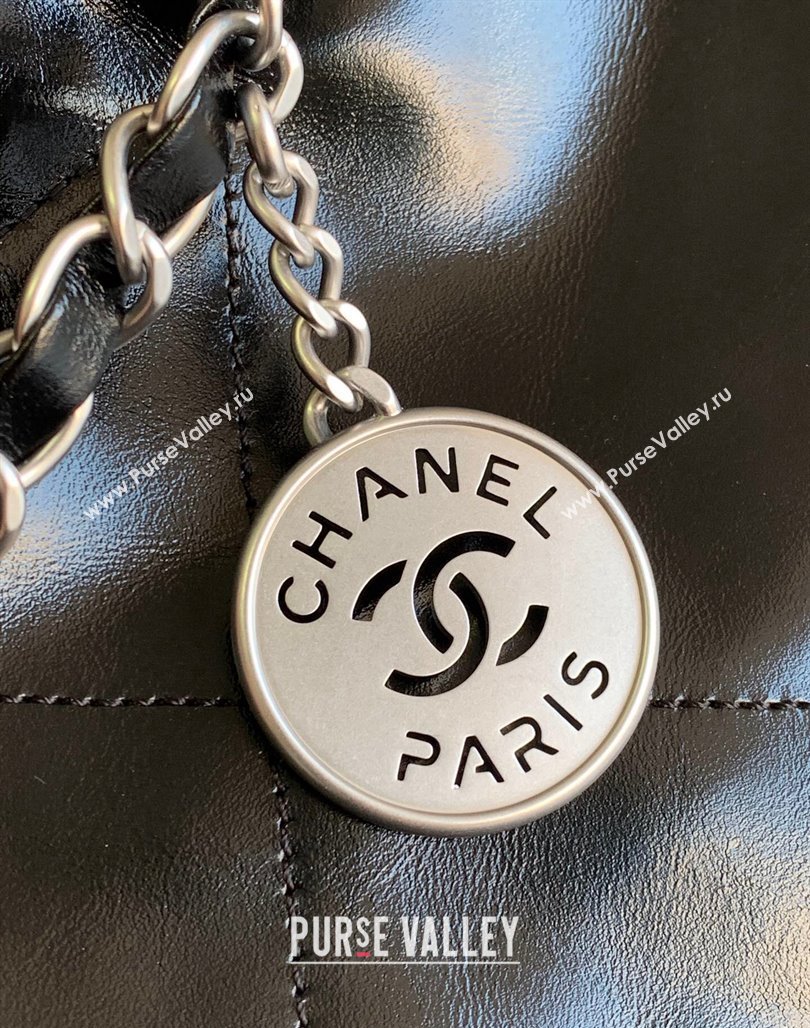 Chanel Shiny Calfskin 22 East West Shopping Bag AS4486 Black2/Silver 2024 (yezi-240311029)