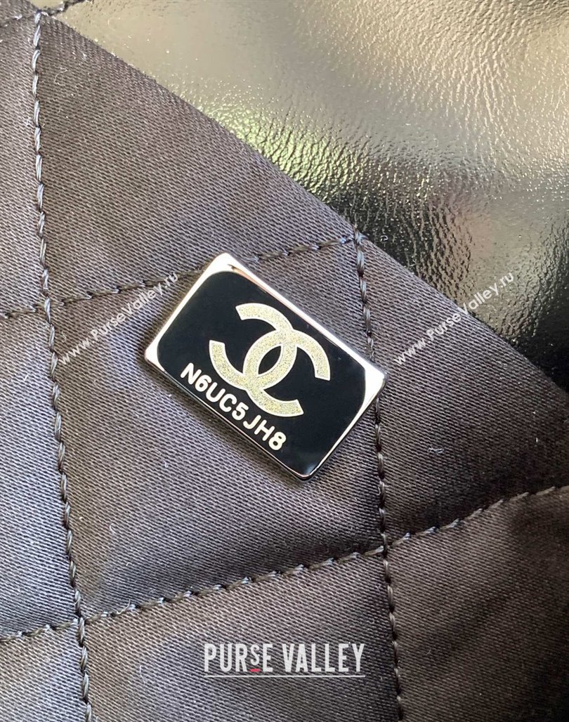 Chanel Shiny Calfskin 22 East West Shopping Bag AS4486 Black2/Silver 2024 (yezi-240311029)