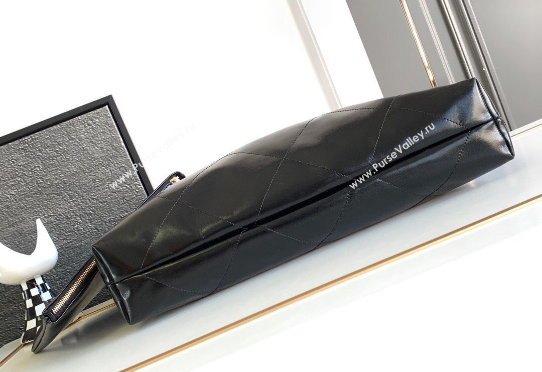 Chanel Shiny Calfskin 22 East West Shopping Bag AS4486 Black/Gold/White 2024 (yezi-240311030)