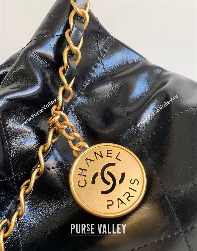 Chanel Shiny Calfskin 22 East West Shopping Bag AS4486 Black/Gold/White 2024 (yezi-240311030)